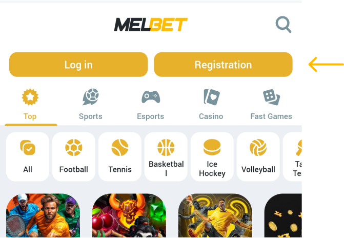 Click on the Register button Melbet betapk Uganda